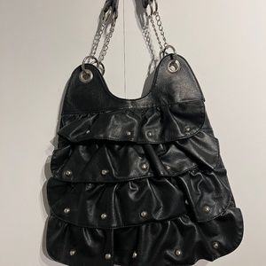 Black purse faux-leather with studs